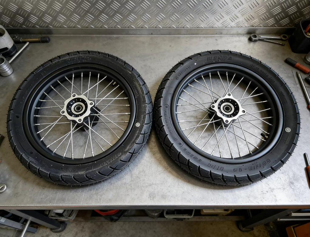SPOKED 14 INCH TUTTIO/YOZMA SUPERMOTO WHEEL SET