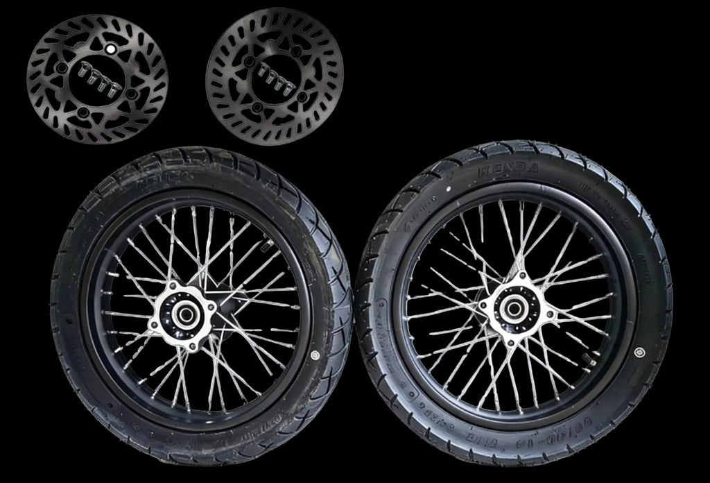 SPOKED 14 INCH TUTTIO/YOZMA SUPERMOTO WHEEL SET